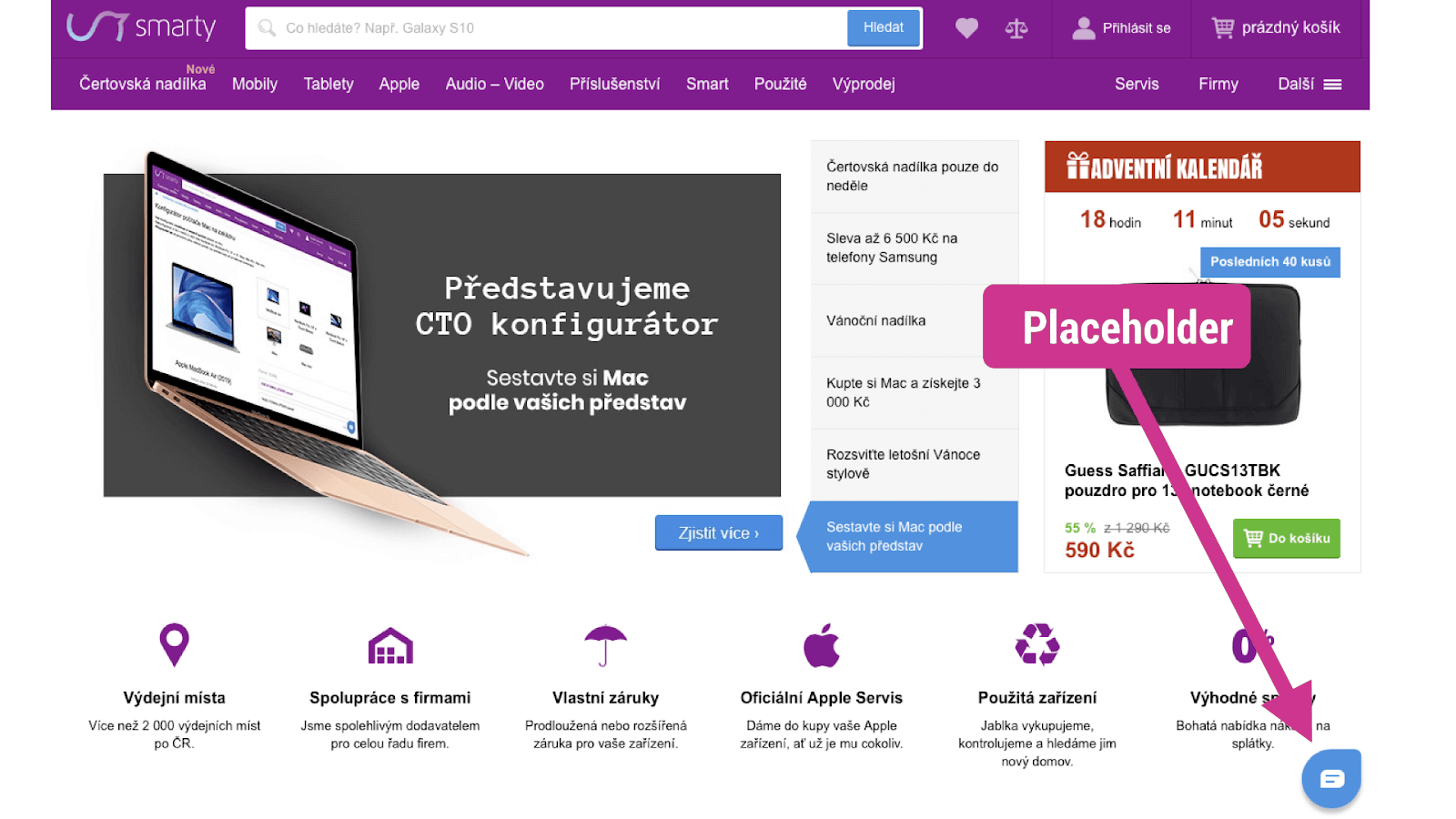 Optimalizovaný widget na Smarty.cz. Zdroj: Vzhůru dolů.