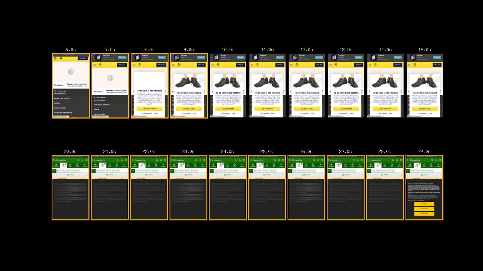 Filmstrip s ukázkami špatných cookie lišt