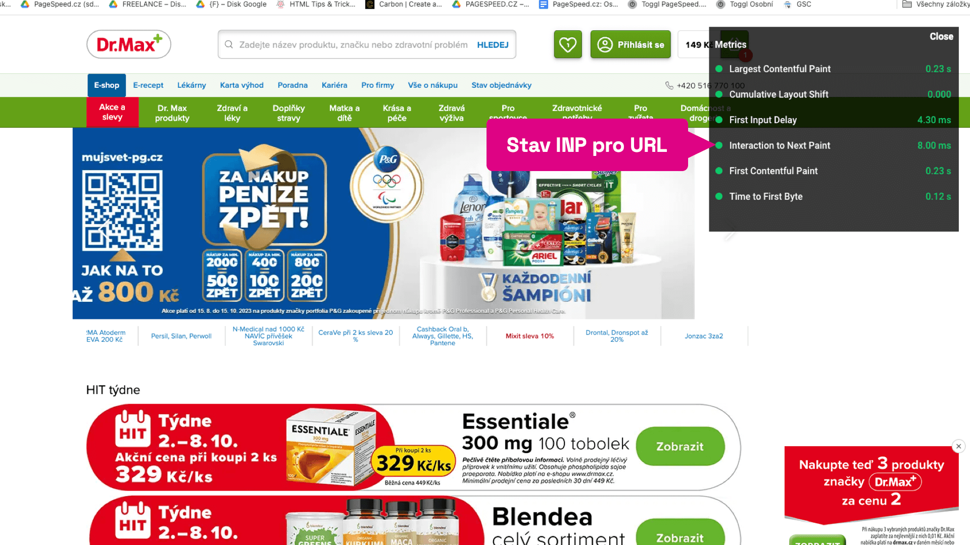 Chrome rozšíření Core Web Vitals