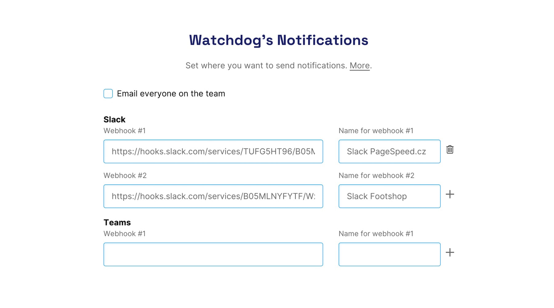 URL adresy pro nastavení upozornění v Hlídači