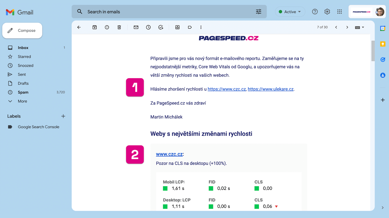 E-mailem se dozvíte největší změny